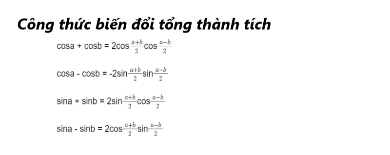 công thức biến đổi tổng thành tích 1