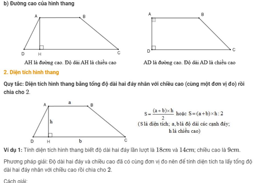 chiều cao hình thang là gì