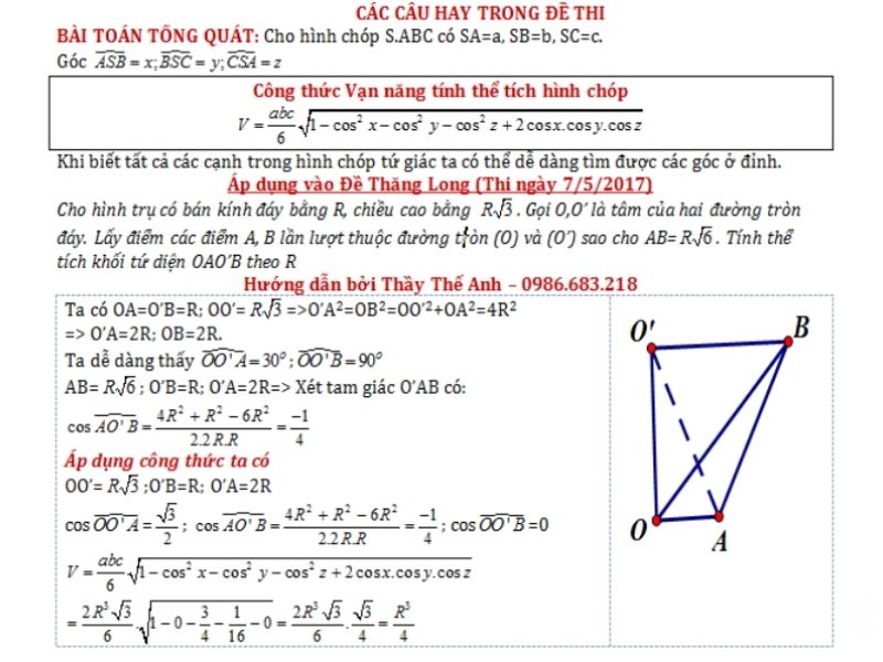 công thức thể tích khối chóp