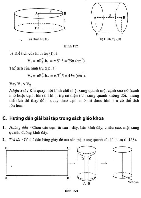 công thức thể tích hình trụ