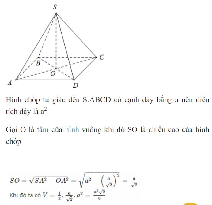 tổng quan công thức tính thể tích khối chóp