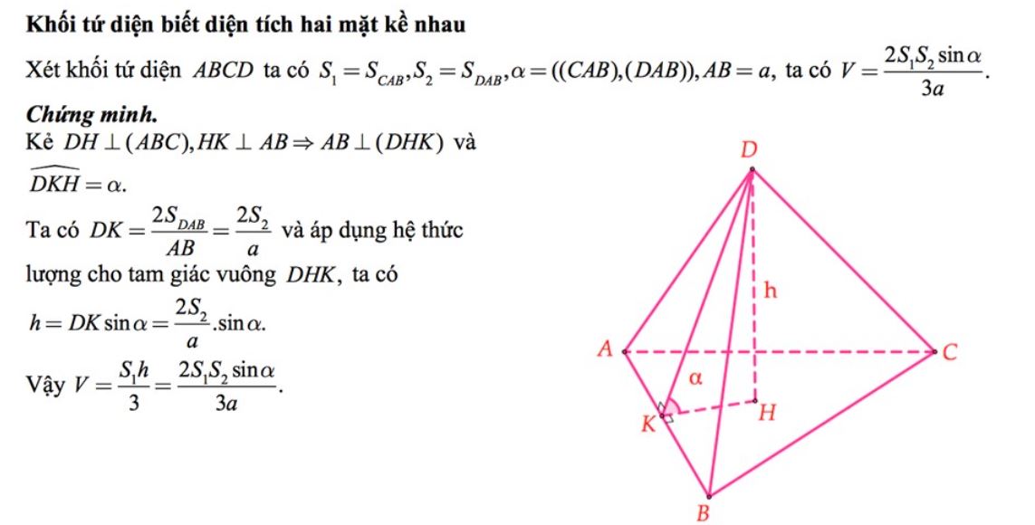 tổng quan công thức tính thể tích khối tứ diện